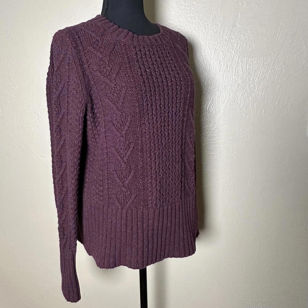 Gap Textured Cable Knit Sweater Ribbed Hem Burgundy Wine Color